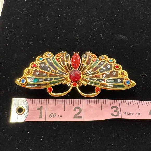 VINTAGE DESIGNER SIGNED JOAN RIVERS BUTTERFLY BROOCH SWAROWSKICRYSTALS RARE